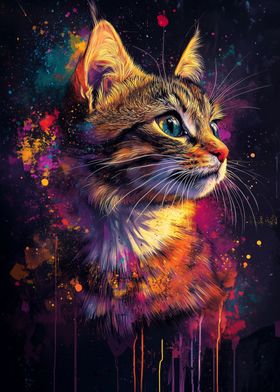 Colorful Cat Portrait