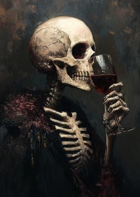 Skeleton with Wine