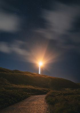 Lighthouse at Night. - Hirtshals