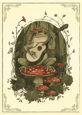 Cottagecore Frog Musician