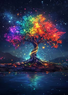 Magic Colorful Neon Tree