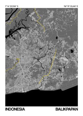 Balikpapan Map Poster