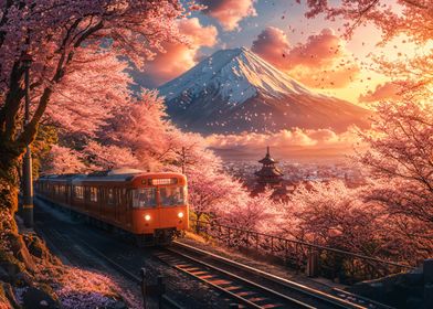 japanese train in mount fuji