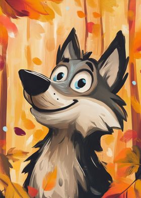 Playful Wolf Illustration