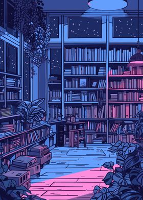 Library Lofi Pink Retro