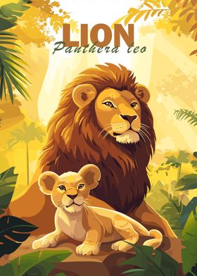 Lion Family Poster