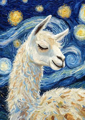 Llama Sleeping  Starry Night