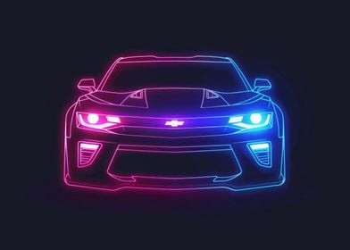 Neon Line Car