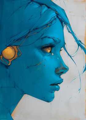 Blue Woman Yellow Eyes