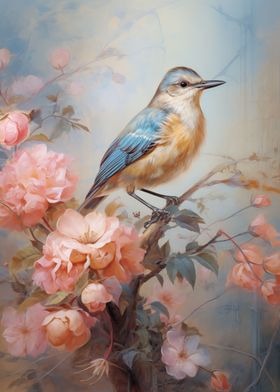 Bird and flowers art