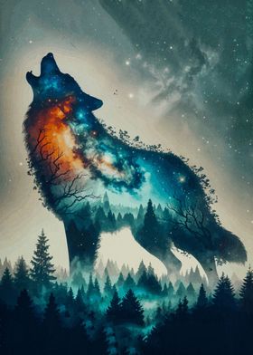 wolf double exposure