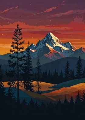 Mountain Sunset Landscape