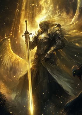 Golden Knight with Wings