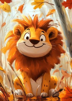 Autumn Lion Illustration