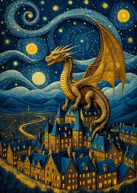 Dragon Van Goghs Starry 