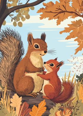 Squirrel Family Poster