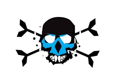 Skull and bones, colorful graffiti style vector illustration. Isolated on the white background