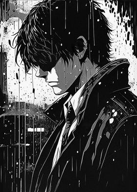 Anime Yakuza Boss in Rain