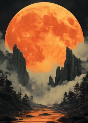 Orange Moon Landscape