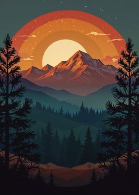 Mountain Sunset Landscape