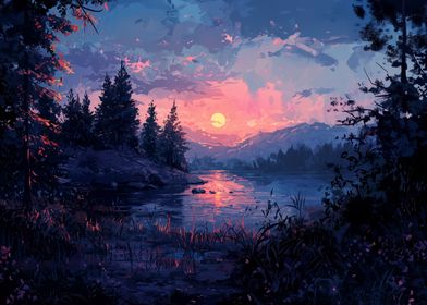 Sunset Lake Landscape