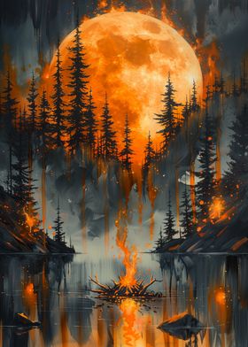 Fiery Moon Forest