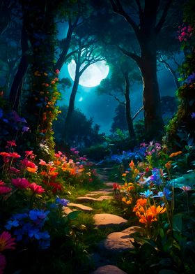 Enchanted Moonlight Forest