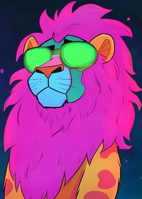 Trippy Neon Lion 