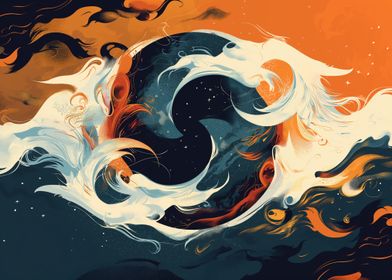 Abstract Space Swirl Yin Yang