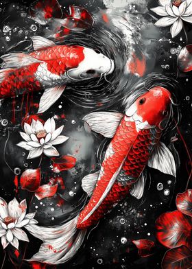 Koi Fish Watercolor Art