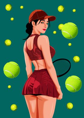 Tennis Girl Illustration