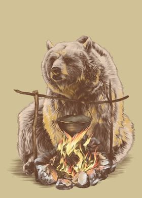 Bear Barbrecue Campfire