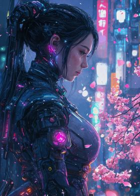 Geisha Cyberpunk Japan