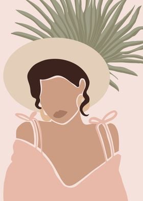 Boho Style Woman with Leaf