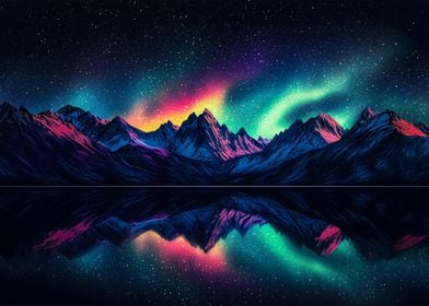 Aurora Borealis Mountains