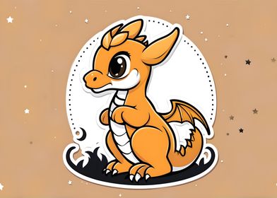 Cute Orange Dragon Sticker