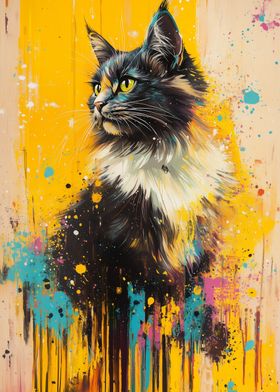 Cat Portrait with Splashes