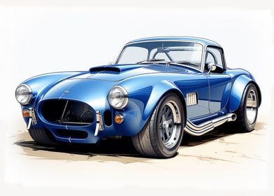 Blue AC Cobra Sports Car