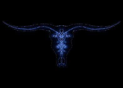 Blue Bull Skull Art