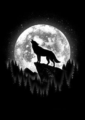 Wolf Howling at the Moon