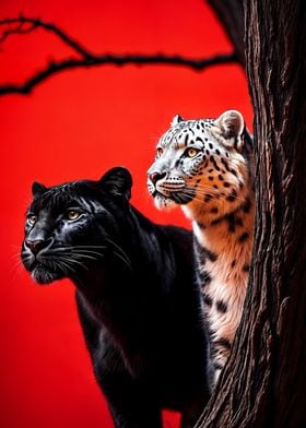 Panther and Snow Leopard