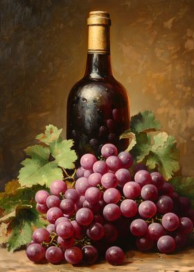 Wine and Grapes Still Life