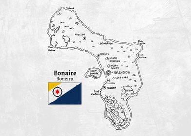 Handdrawn Map of Bonaire