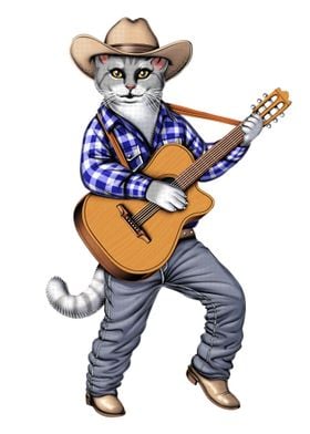 Cat Country Guitar Player