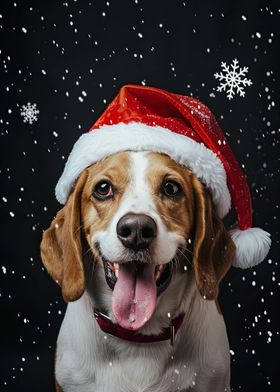 Beagle Christmas Hat