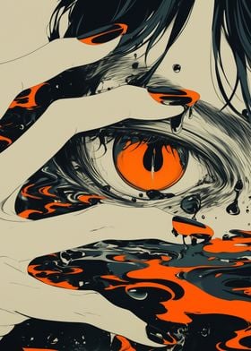 Orange Eye Abstract Art