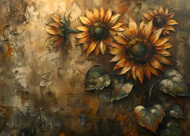 Sunflowers in Warm Hues