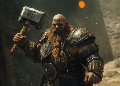 Dwarf warrior stands ready