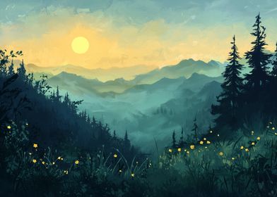 Mountain Sunset Landscape