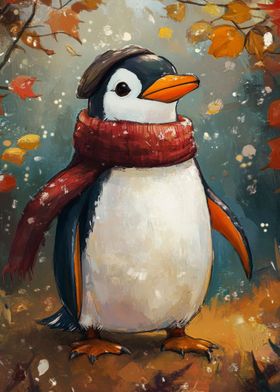 Cozy Penguin in Autumn